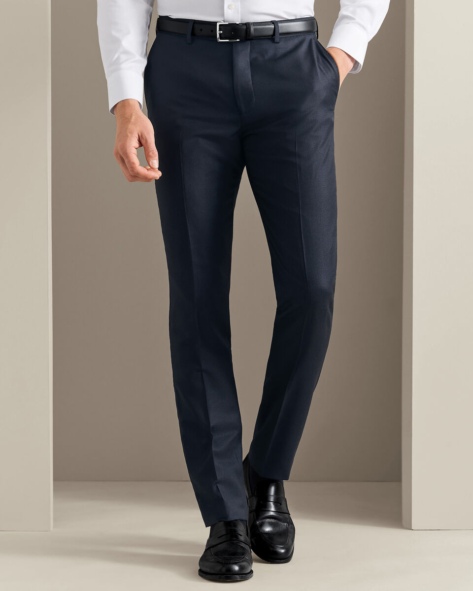 Italian Luxury Birdseye Suit Pants - Navy Main image