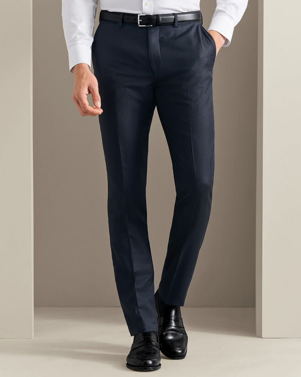 Italian Luxury Birdseye Suit Pants - Navy