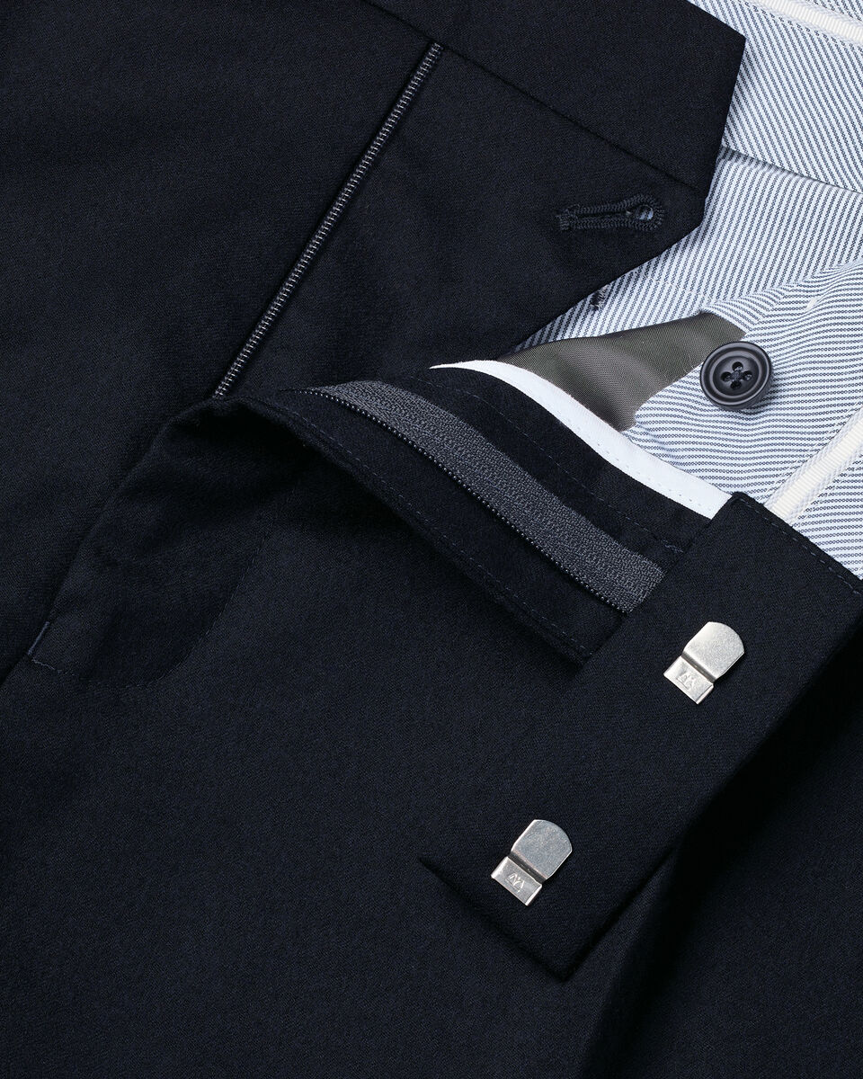 Italian Flannel Pleat Front Suit Pants - Navy