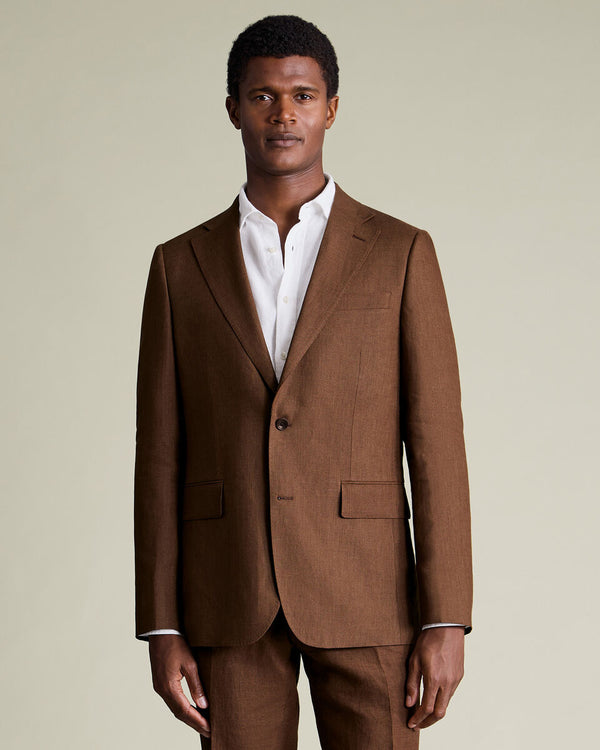 Pure Linen Jacket - Rust