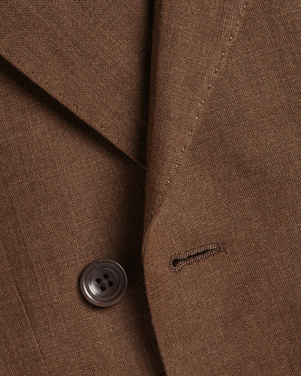Double Breasted Pure Linen Jacket - Rust