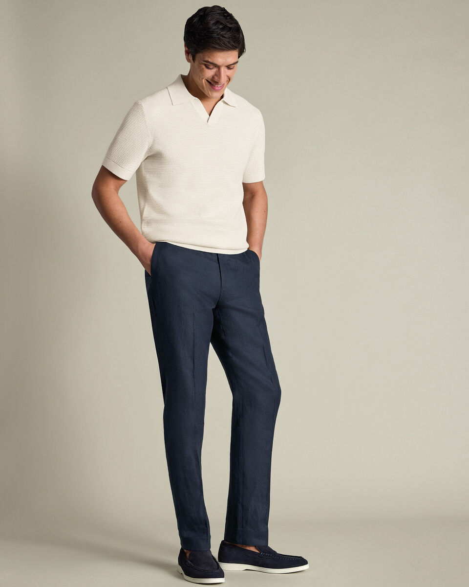 Pure Linen Pants – Navy