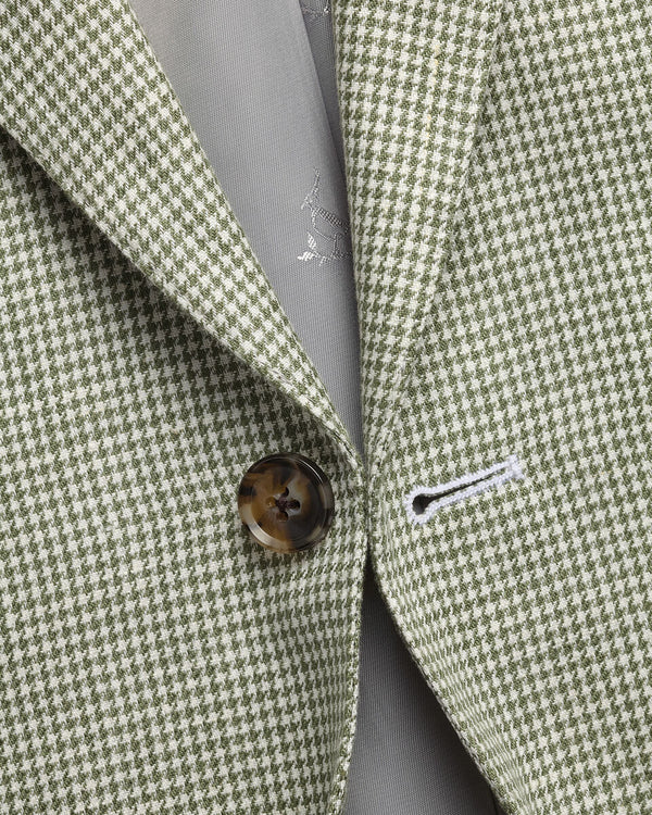 Pure Linen Puppytooth Jacket - Green