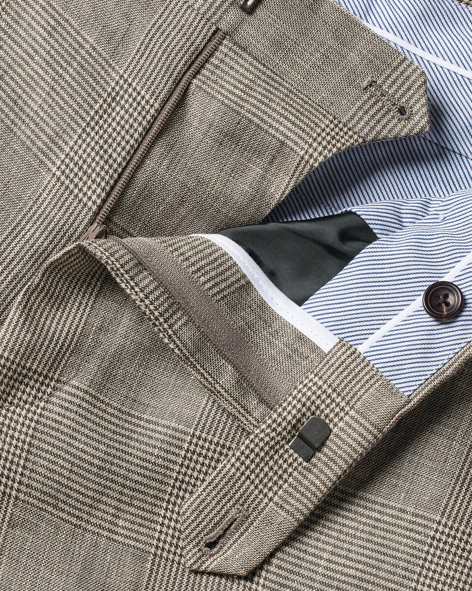 Pure Linen Check Pants – Mocha