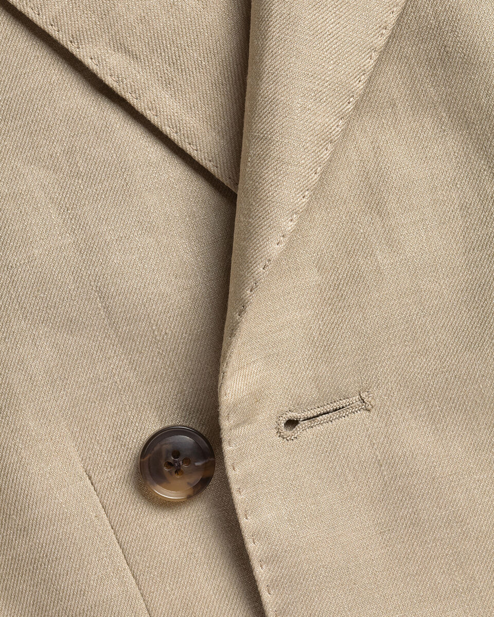 Double Breasted Pure Linen Jacket – Taupe