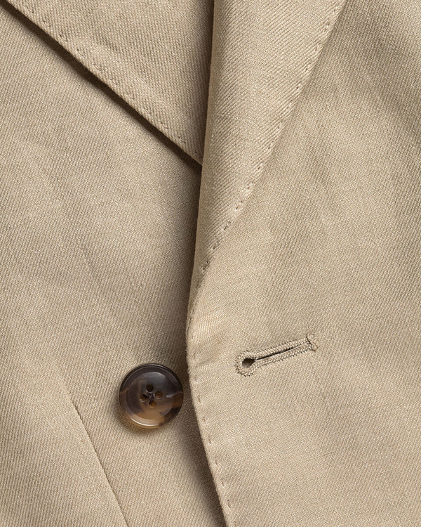 Double Breasted Pure Linen Jacket – Taupe