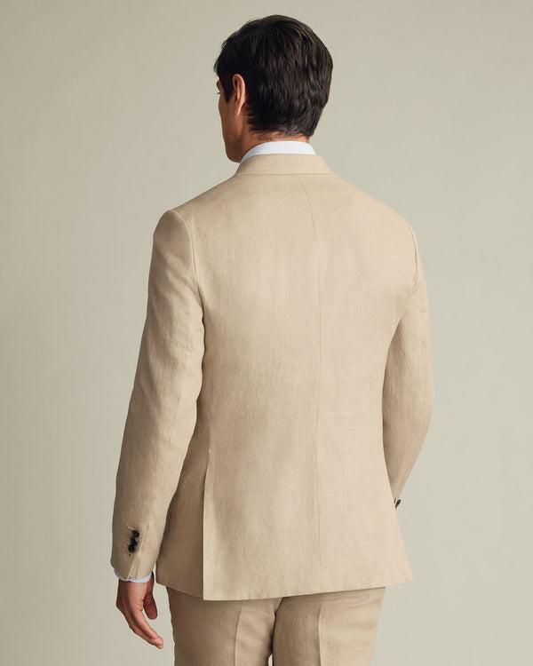 Double Breasted Pure Linen Jacket – Taupe