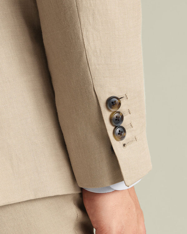 Double Breasted Pure Linen Jacket – Taupe