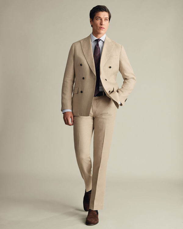 Double Breasted Pure Linen Jacket – Taupe