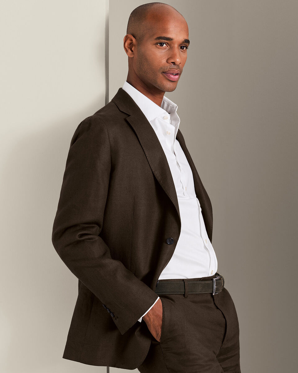 Linen Jacket - Chocolate Brown