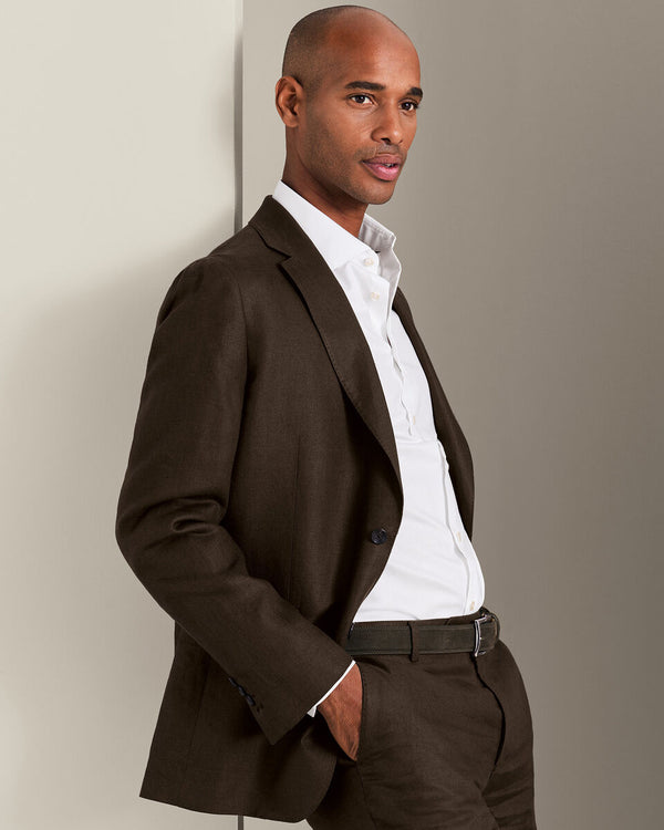 Linen Jacket - Chocolate Brown