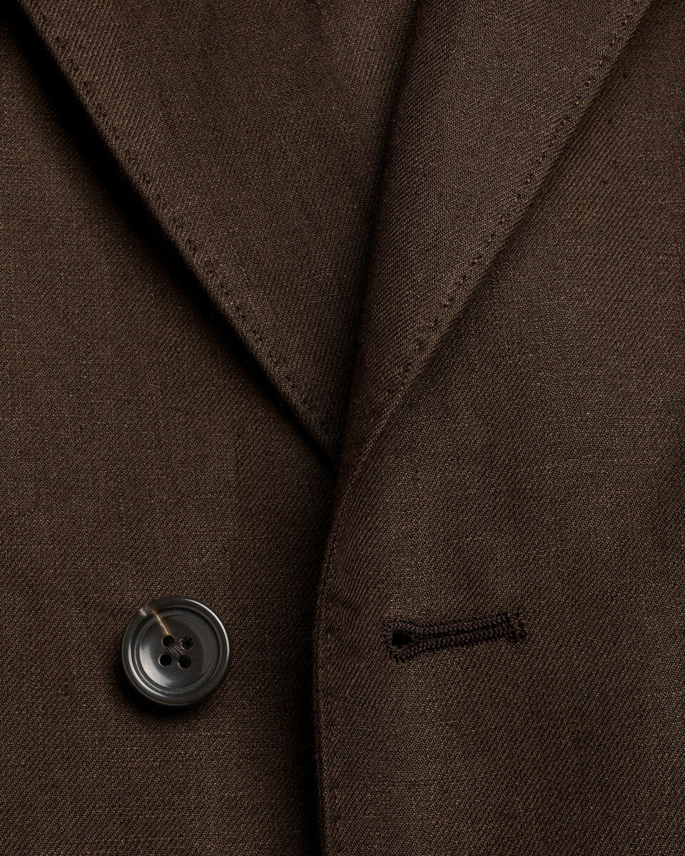 Double Breasted Pure Linen Jacket - Chocolate Brown Secondary image