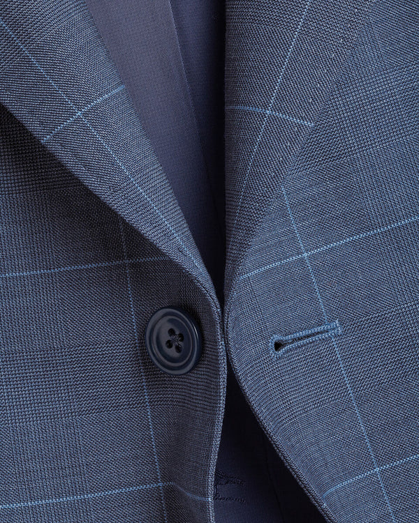 Ultimate Performance Check Suit Jacket - Steel Blue