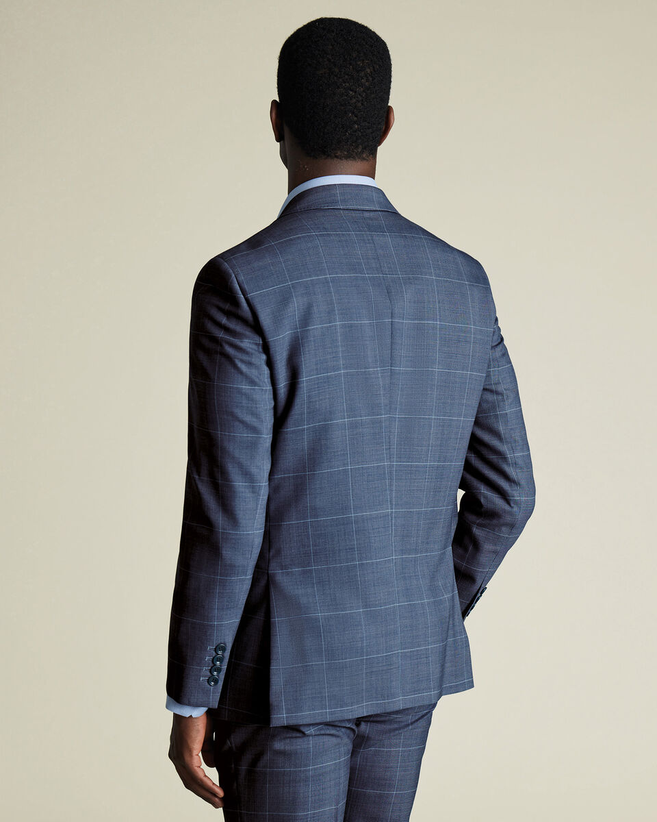 Ultimate Performance Check Suit Jacket - Steel Blue