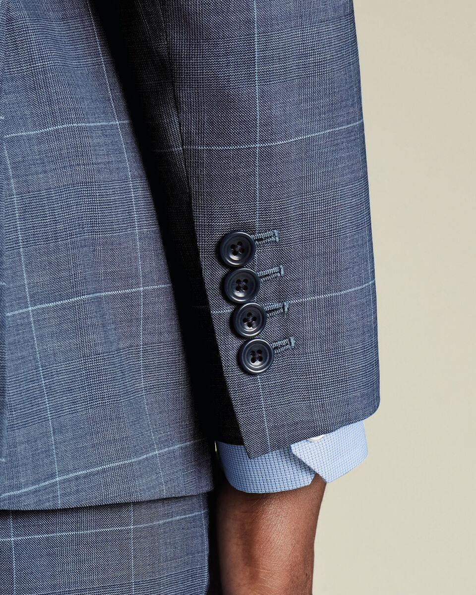 Ultimate Performance Check Suit Jacket - Steel Blue