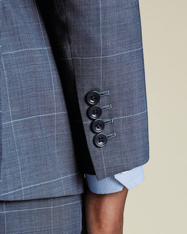 Ultimate Performance Check Suit Jacket - Steel Blue