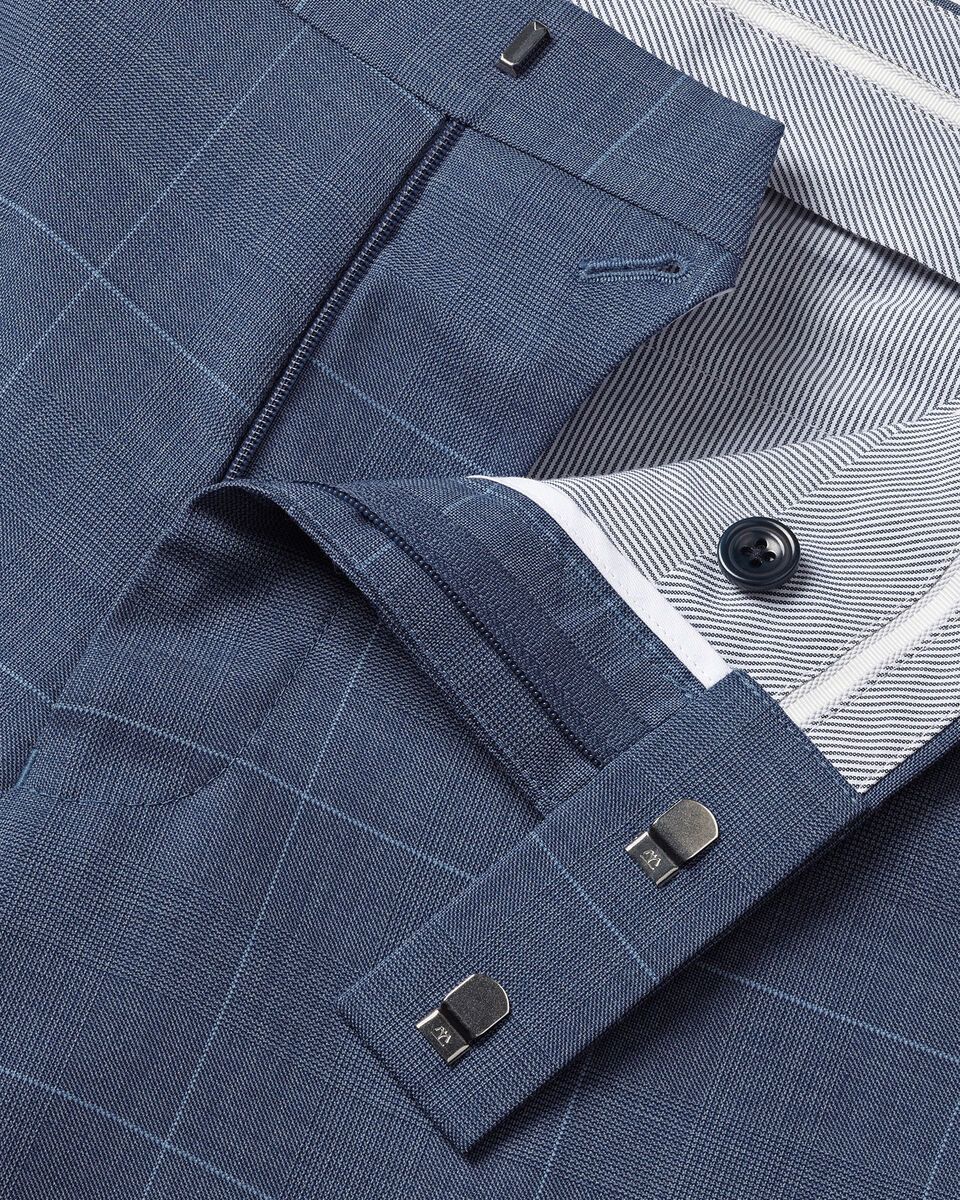 Ultimate Performance Check Suit Pants - Steel Blue