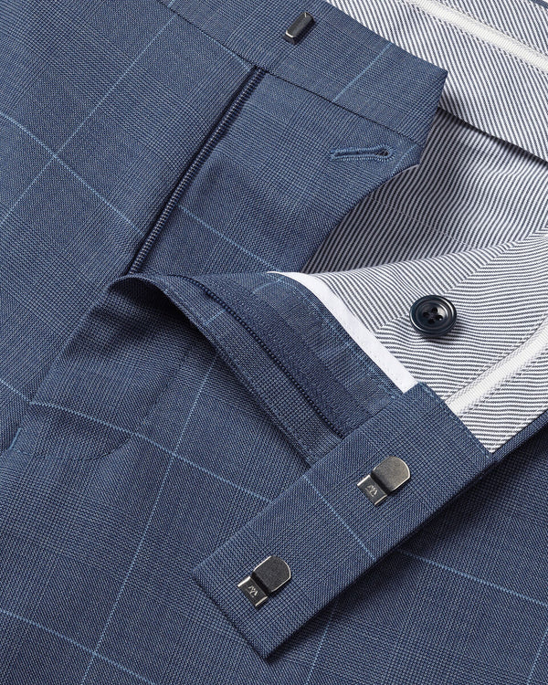 Ultimate Performance Check Suit Pants - Steel Blue