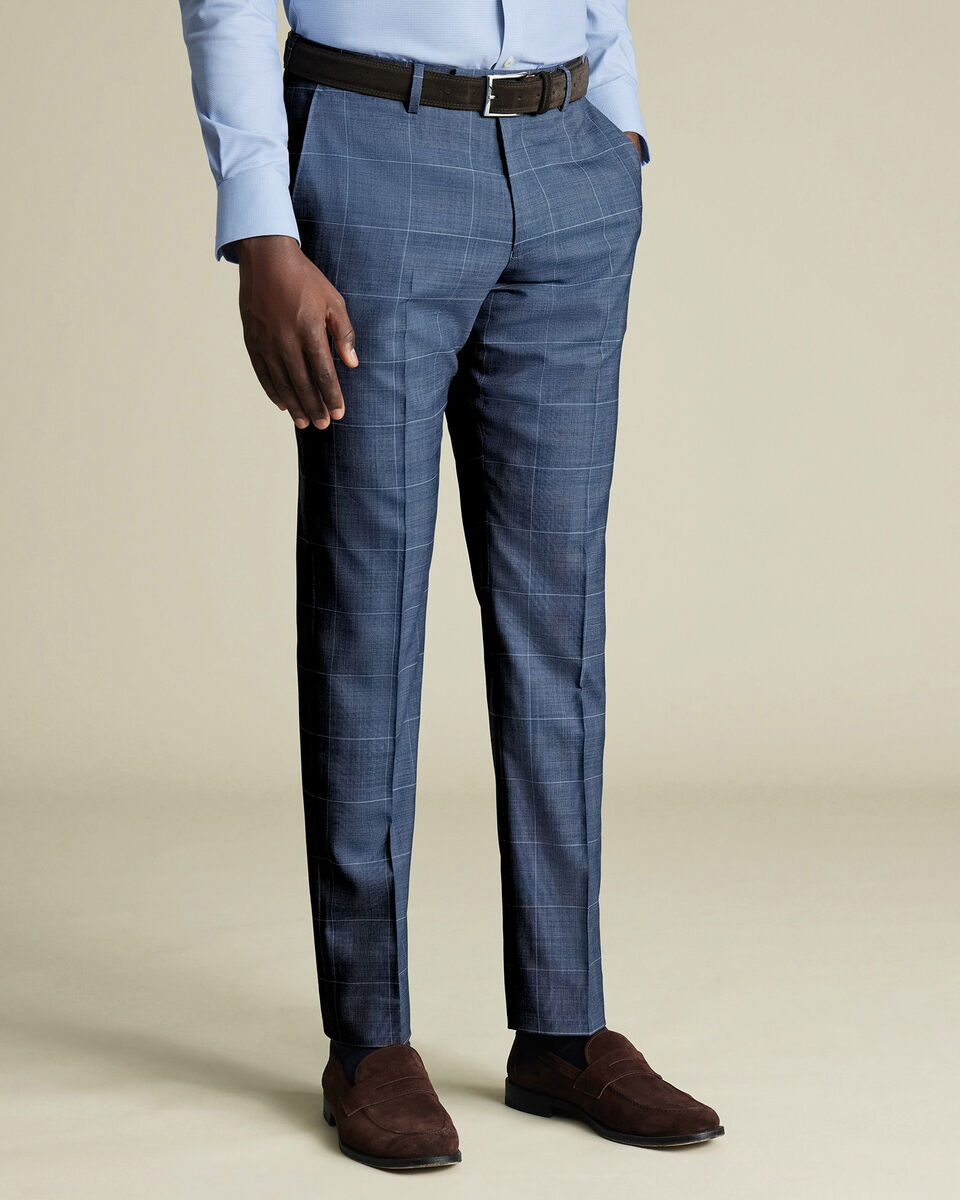 Ultimate Performance Check Suit Pants - Steel Blue
