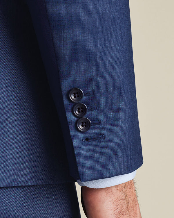 Ultimate Performance Sharkskin Double Breasted Suit Jacket - Royal Blue