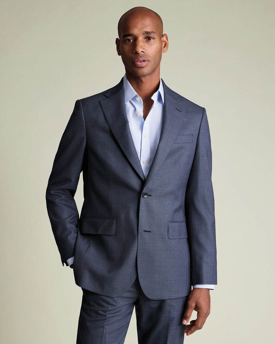 Ultimate Performance Sharkskin Suit Jacket - Steel Blue