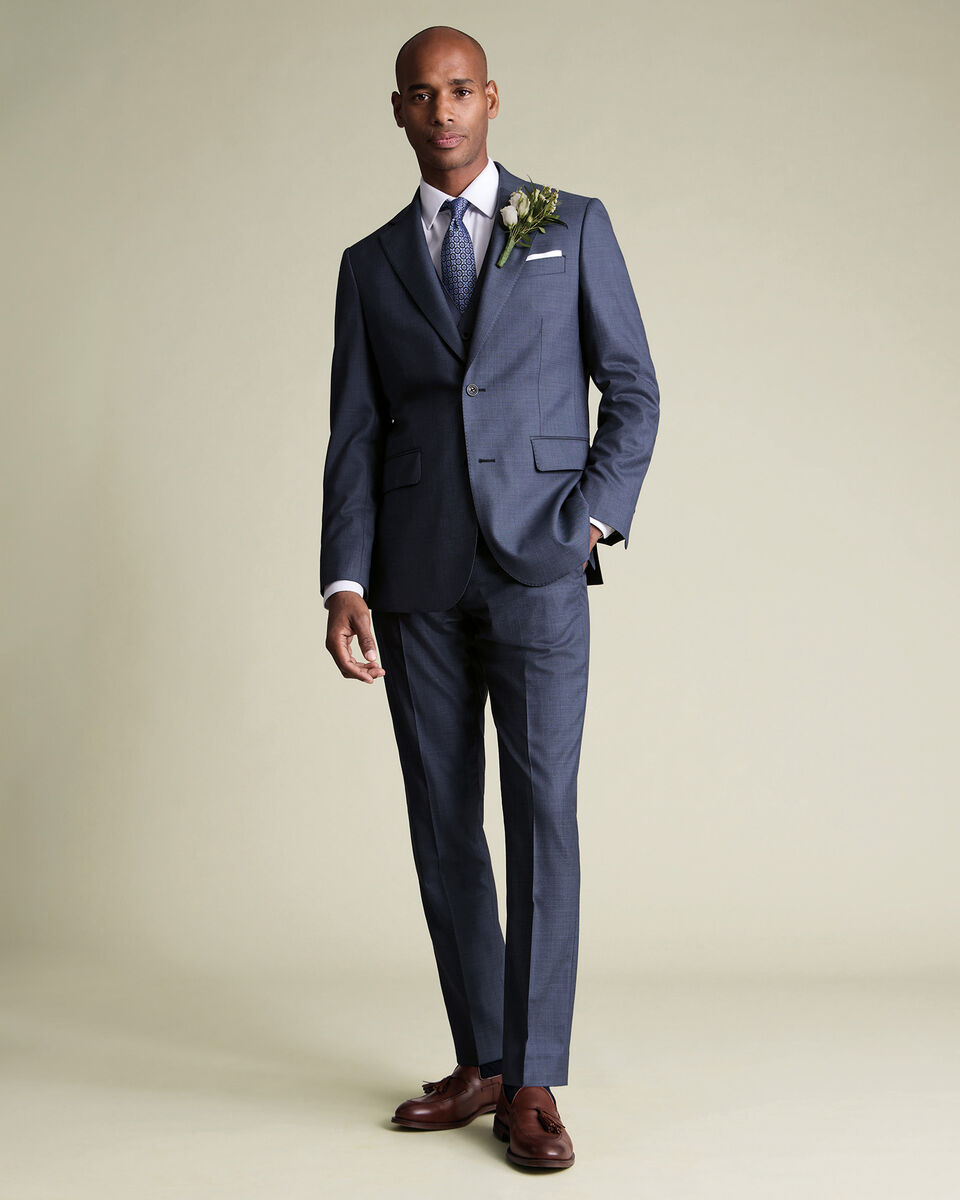 Ultimate Performance Sharkskin Suit Jacket - Steel Blue