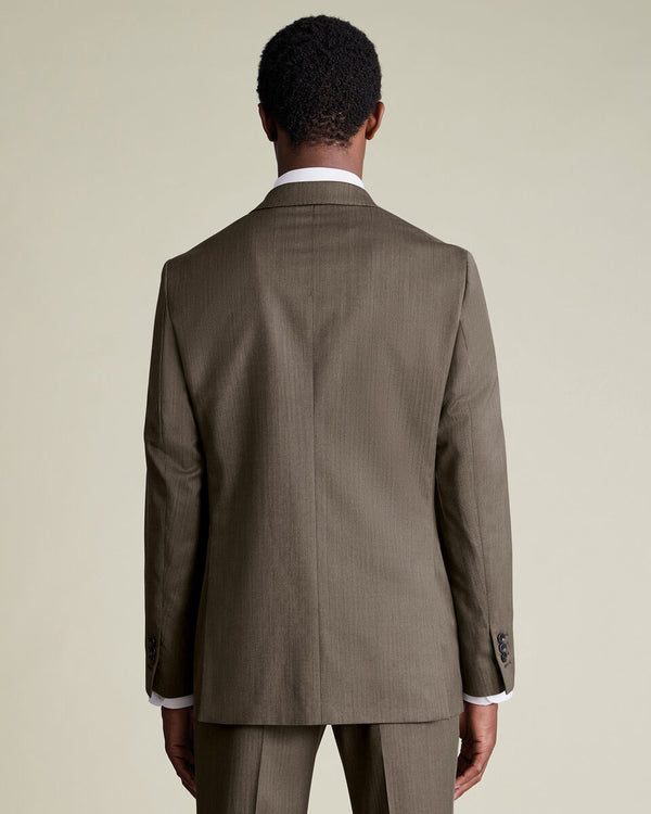 Ultimate Performance Herringbone Suit Jacket - Mocha