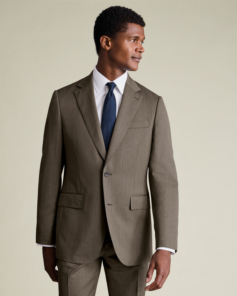 Ultimate Performance Herringbone Suit Jacket - Mocha