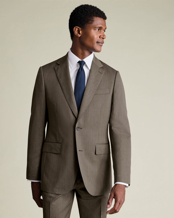 Ultimate Performance Herringbone Suit Jacket - Mocha