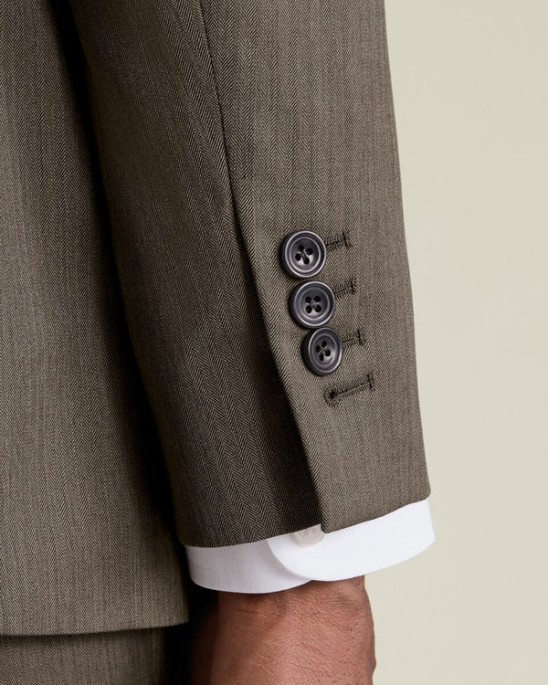 Ultimate Performance Herringbone Suit Jacket - Mocha
