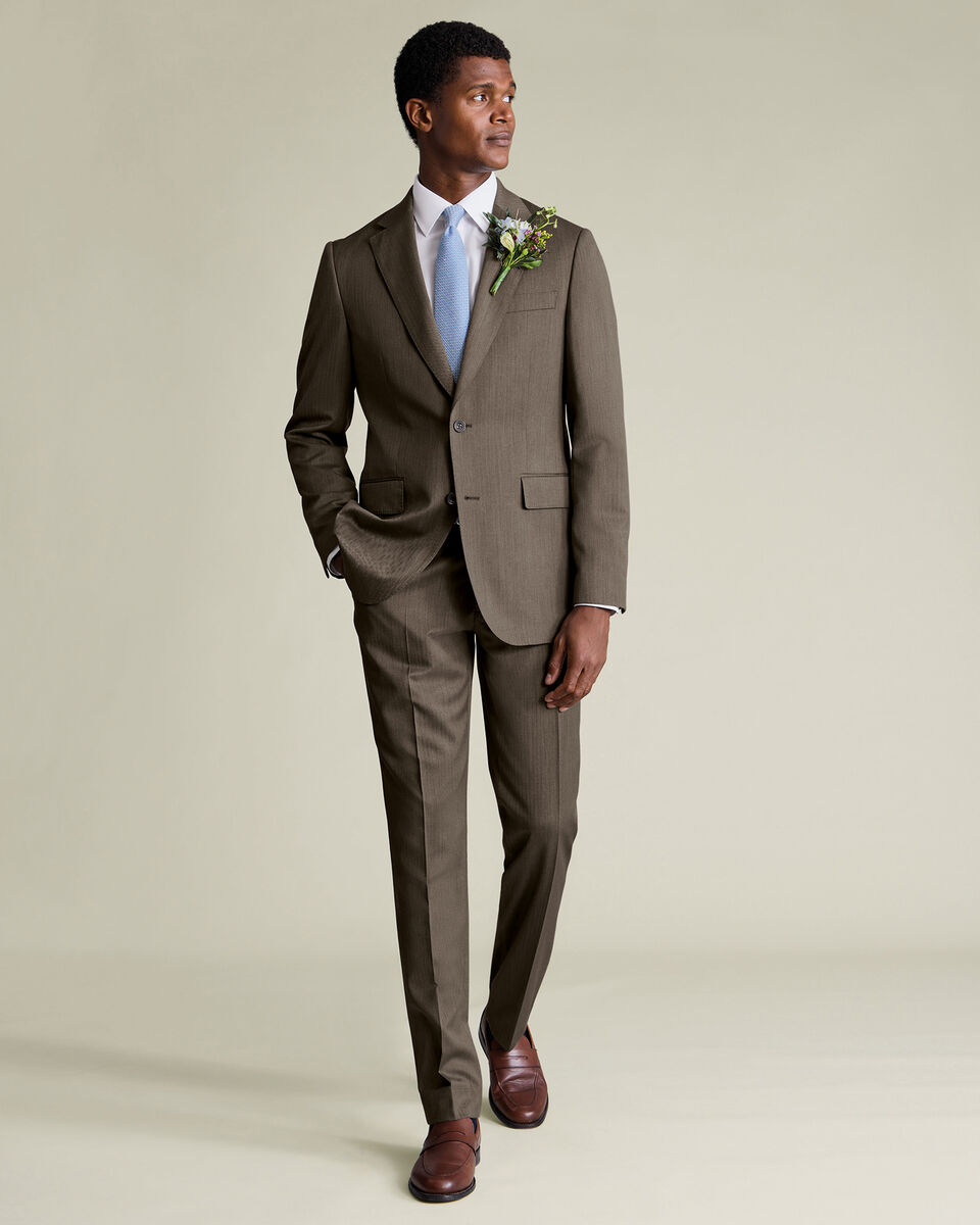 Ultimate Performance Herringbone Suit Jacket - Mocha