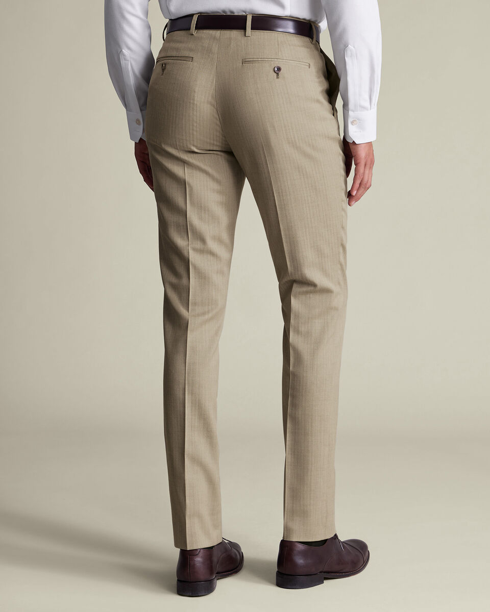 Ultimate Performance Herringbone Suit Pants - Stone