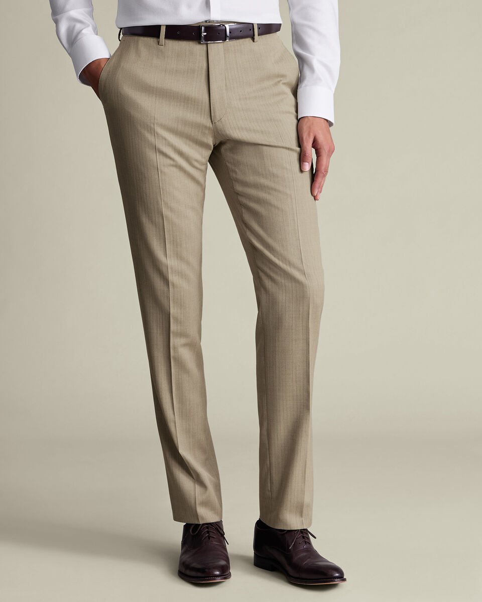Ultimate Performance Herringbone Suit Pants - Stone