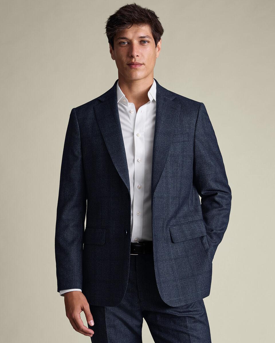 Ultimate Performance Check Suit Jacket - Steel Blue