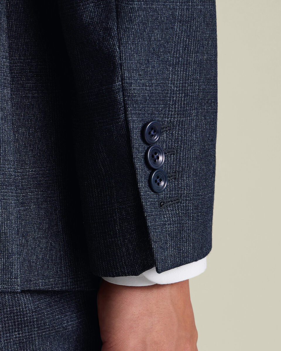 Ultimate Performance Check Suit Jacket - Steel Blue