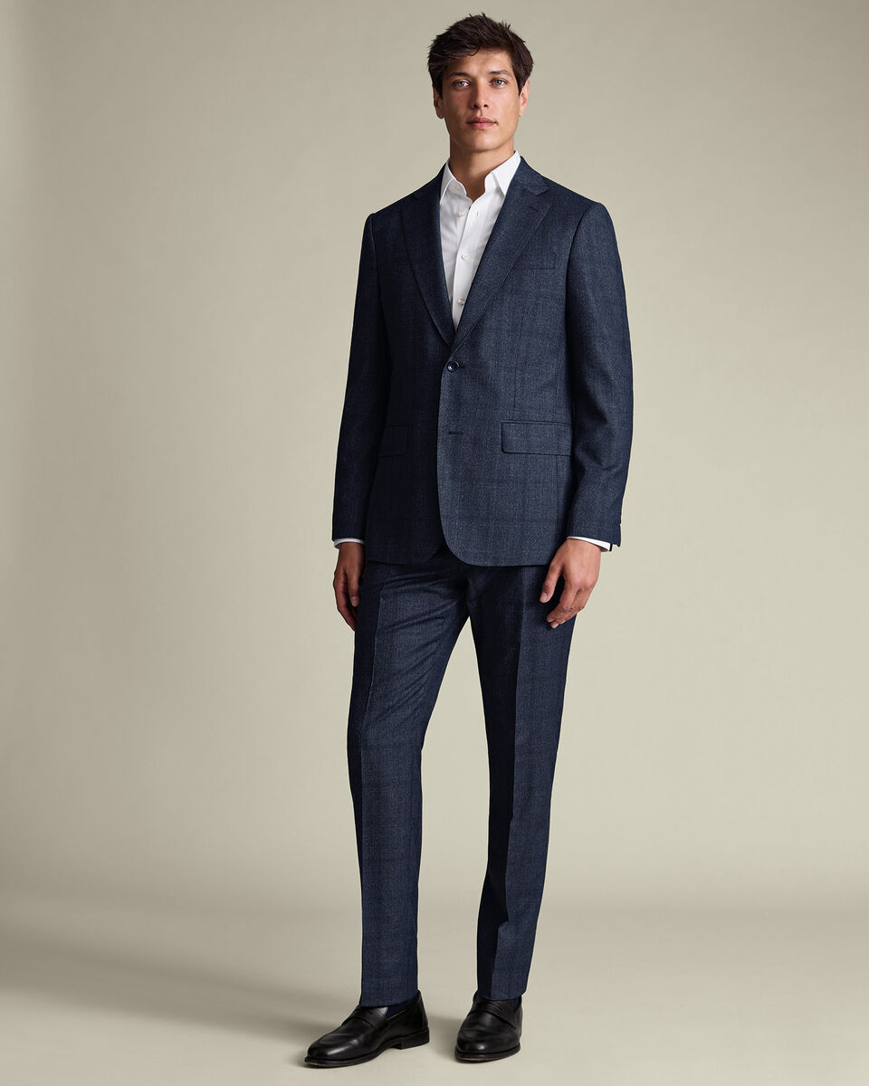 Ultimate Performance Check Suit Jacket - Steel Blue
