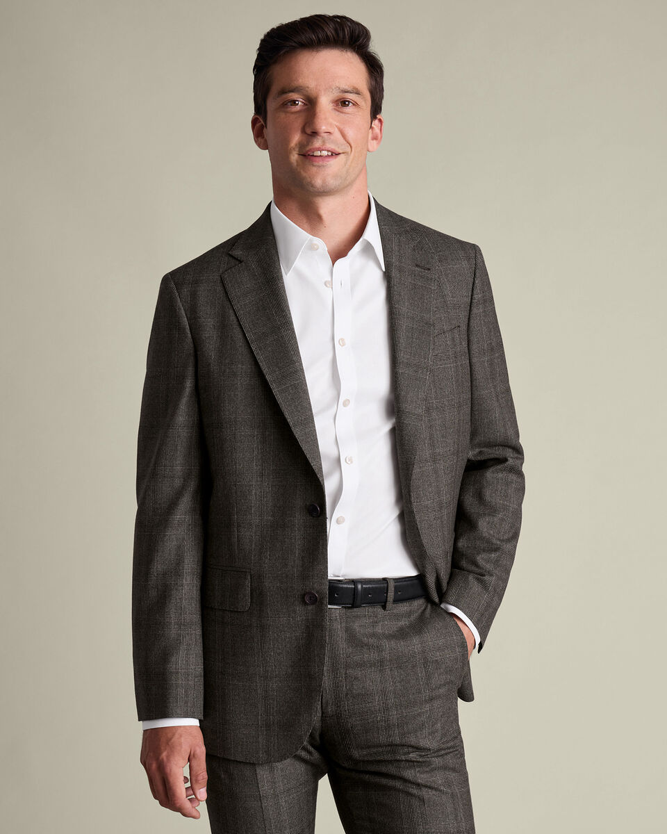 Ultimate Performance Check Suit Jacket - Mocha Main image