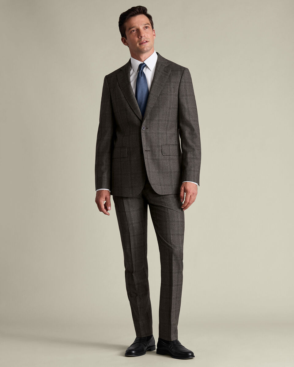 Ultimate Performance Check Suit Jacket - Mocha