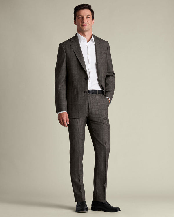 Ultimate Performance Check Suit Pants - Mocha