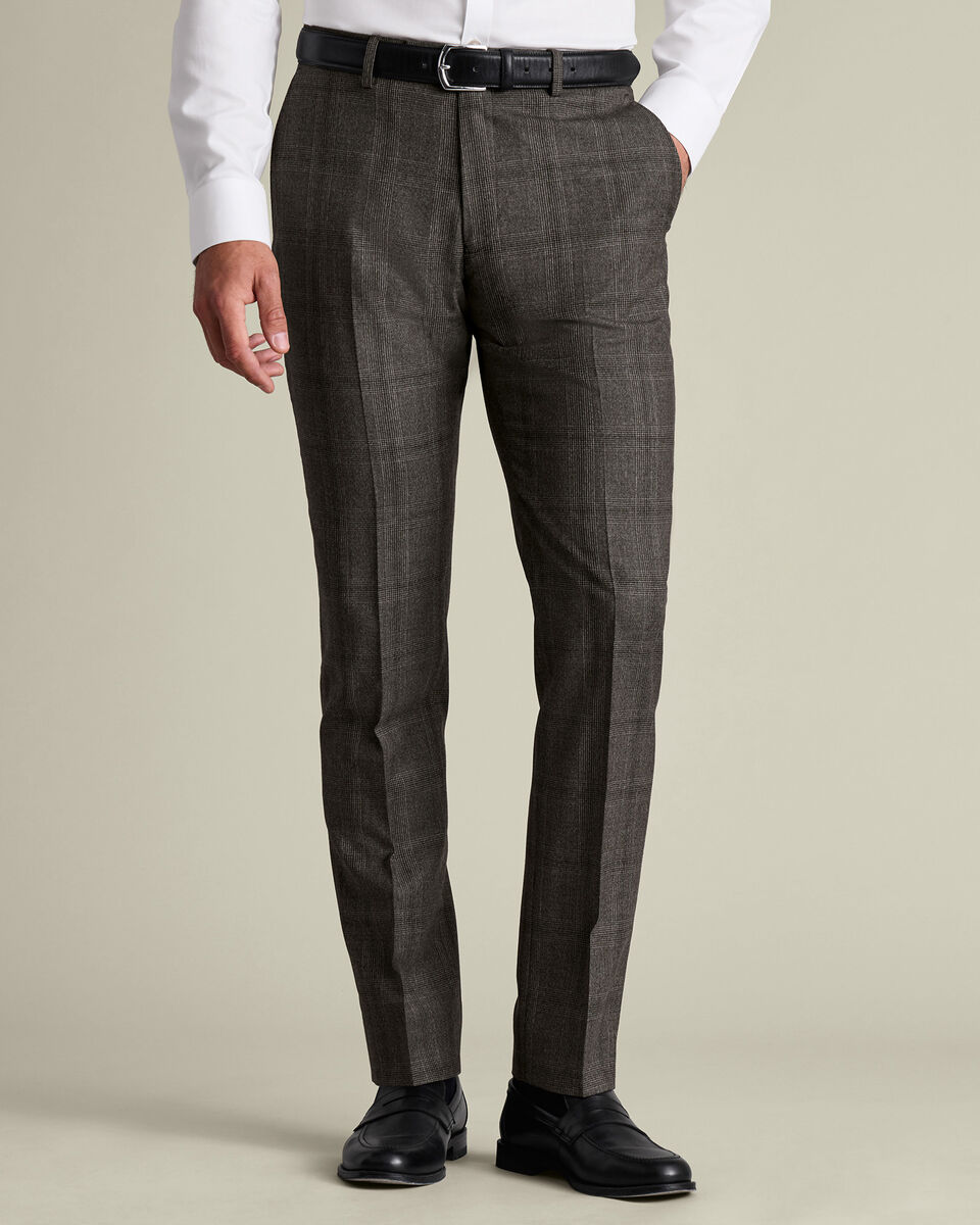 Ultimate Performance Check Suit Pants - Mocha