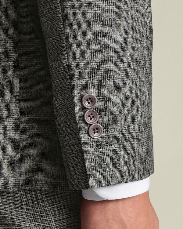 Double Breasted Ultimate Performance Check Suit Jacket - Gray