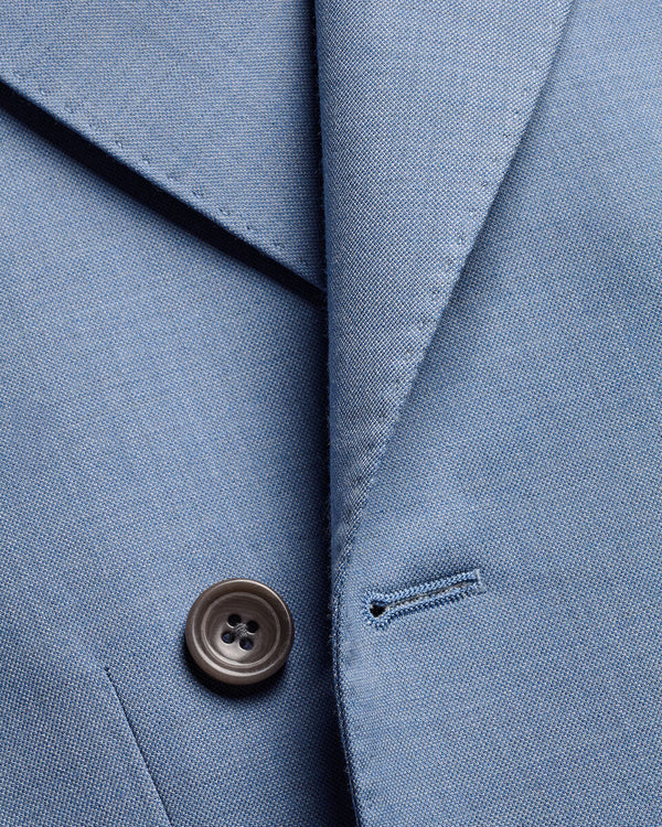 Double Breasted Ultimate Performance Sharkskin Suit Jacket – Light Blue