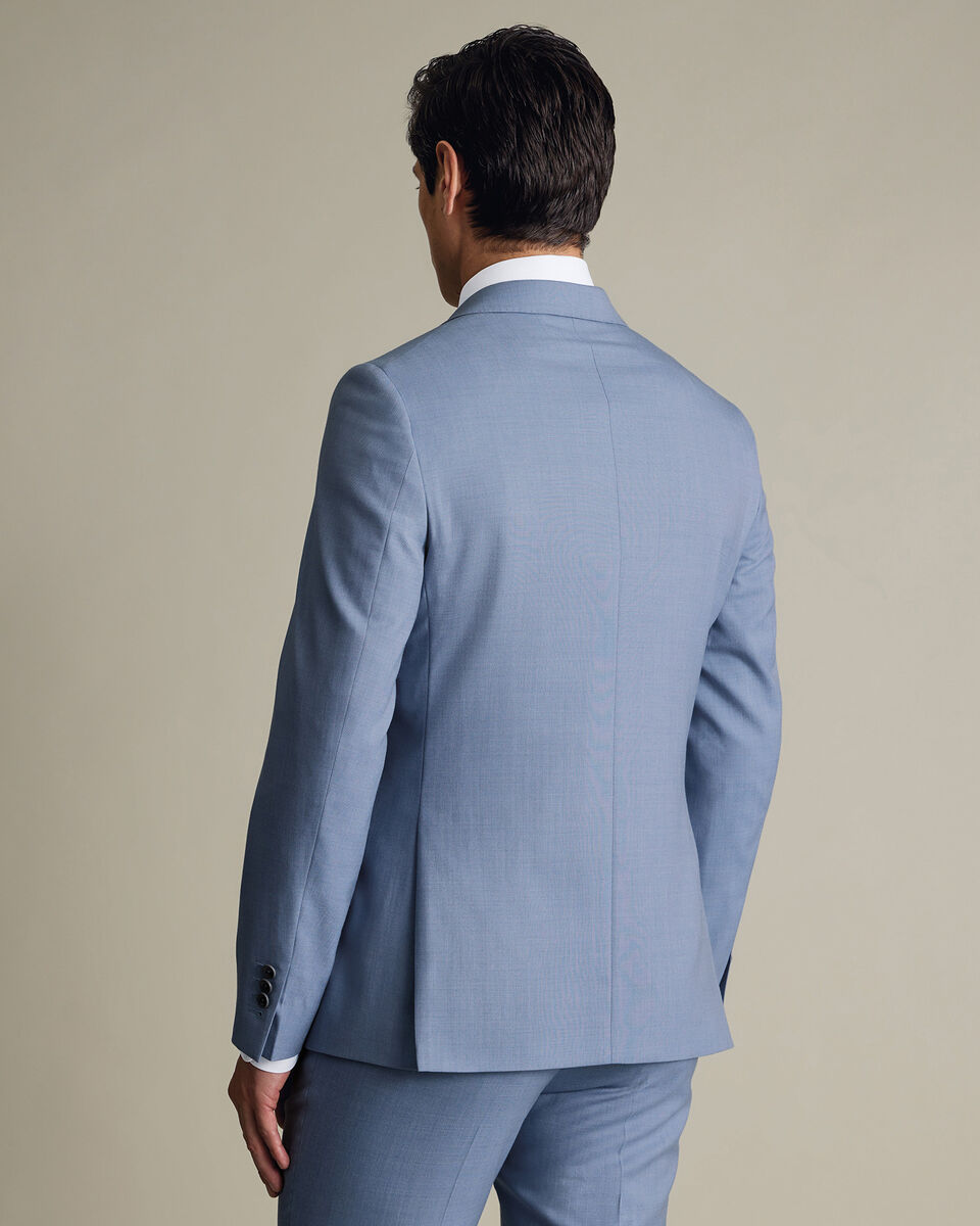 Double Breasted Ultimate Performance Sharkskin Suit Jacket – Light Blue