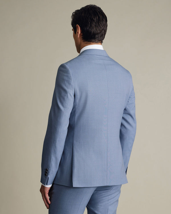 Double Breasted Ultimate Performance Sharkskin Suit Jacket – Light Blue