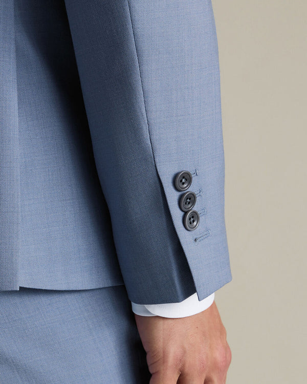 Double Breasted Ultimate Performance Sharkskin Suit Jacket – Light Blue