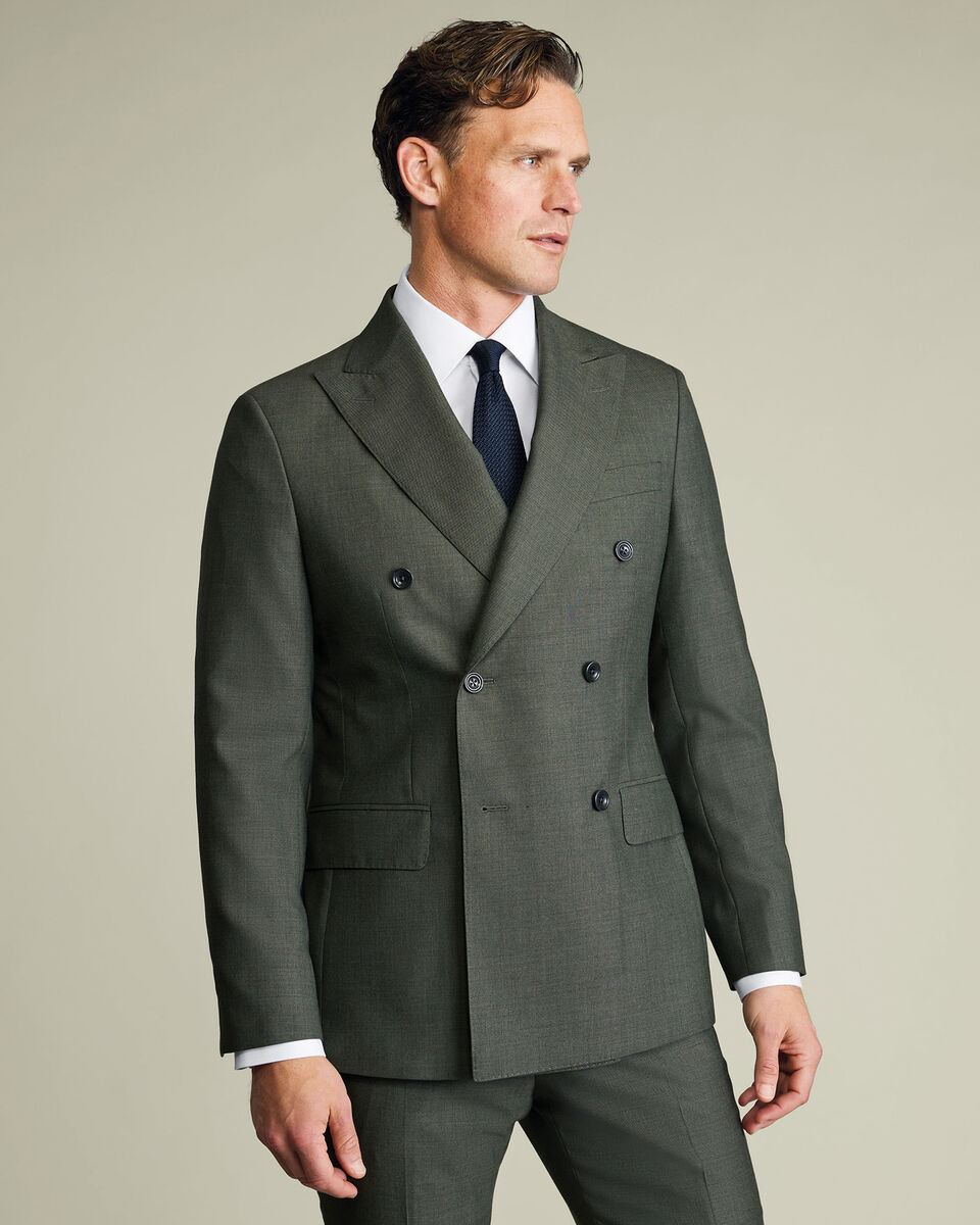 Double Breasted Ultimate Performance Sharkskin Suit Jacket – Sage Green