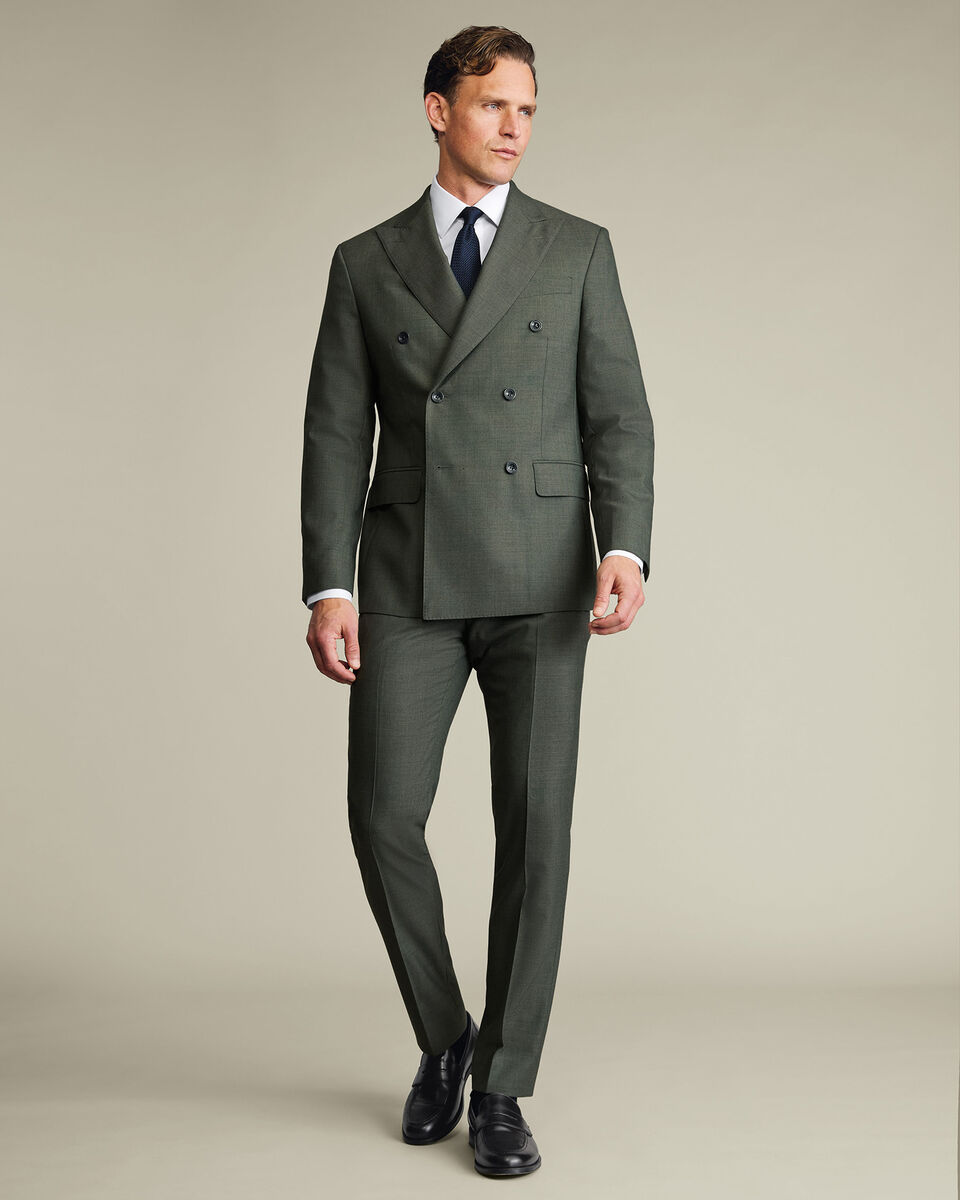 Double Breasted Ultimate Performance Sharkskin Suit Jacket – Sage Green