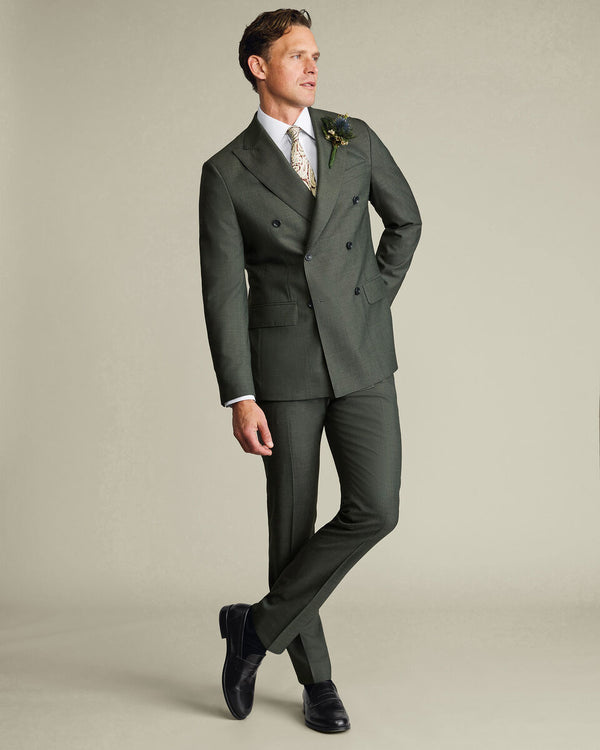 Double Breasted Ultimate Performance Sharkskin Suit Jacket – Sage Green