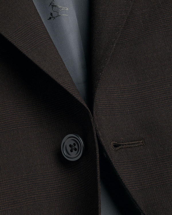 Ultimate Performance Prince of Wales Suit Jacket - Chocolate Brown