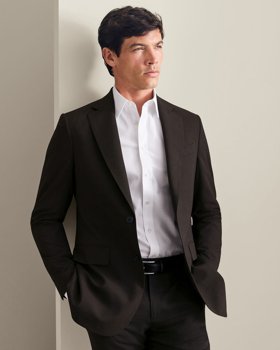 Ultimate Performance Prince of Wales Suit Jacket - Chocolate Brown Main image